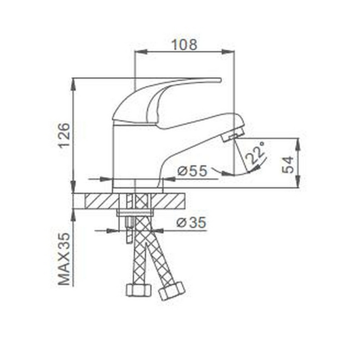 Смеситель для раковины 40к F1002-В FRAP (литой, п/шпильку, хром, силумин)