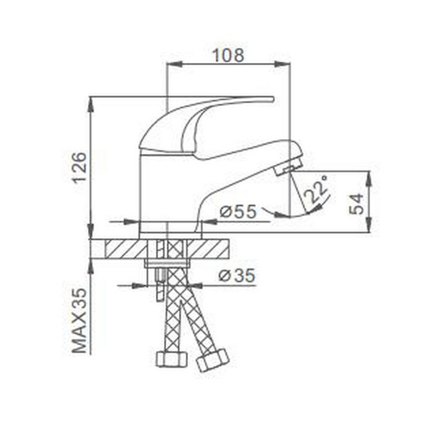 Смеситель для раковины 40к F1002-В FRAP (литой, п/шпильку, хром, силумин)