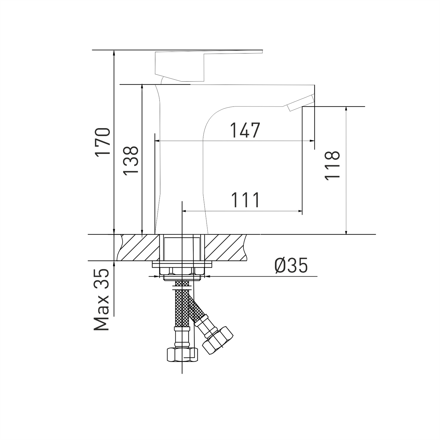 Смеситель для раковины 35k MIXLINE MLSS36-04 "Steel Kit" нерж.